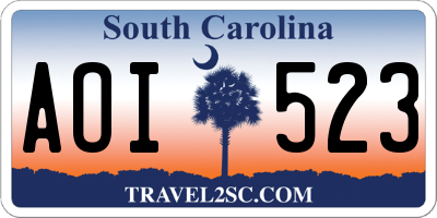SC license plate AOI523