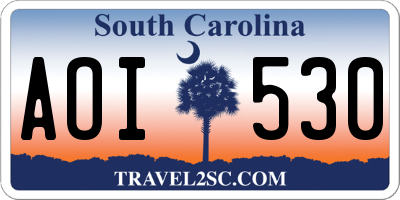 SC license plate AOI530
