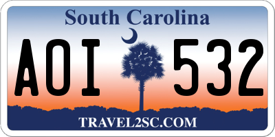 SC license plate AOI532