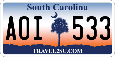 SC license plate AOI533
