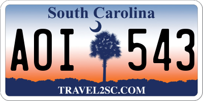 SC license plate AOI543