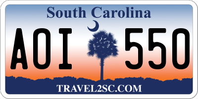 SC license plate AOI550