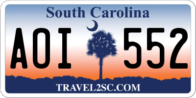 SC license plate AOI552
