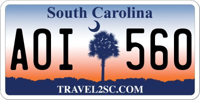 SC license plate AOI560