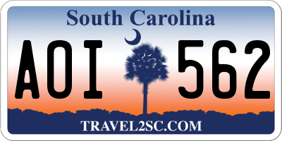 SC license plate AOI562