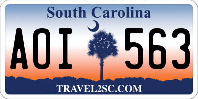 SC license plate AOI563