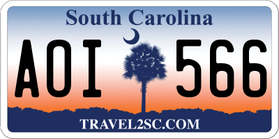 SC license plate AOI566