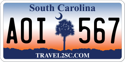 SC license plate AOI567