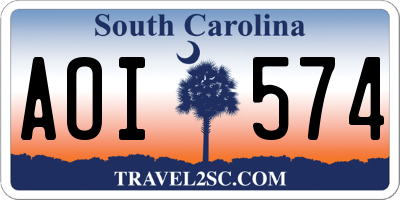 SC license plate AOI574