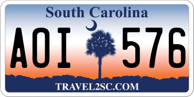 SC license plate AOI576