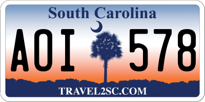 SC license plate AOI578