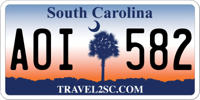 SC license plate AOI582
