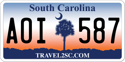 SC license plate AOI587