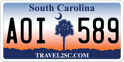 SC license plate AOI589