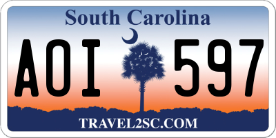 SC license plate AOI597