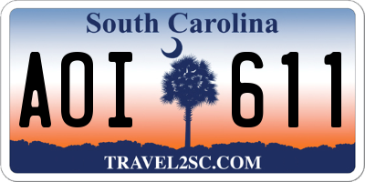 SC license plate AOI611
