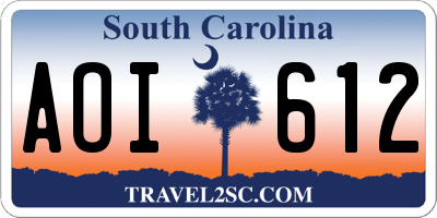 SC license plate AOI612
