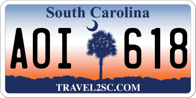 SC license plate AOI618