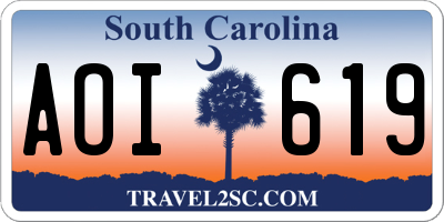 SC license plate AOI619