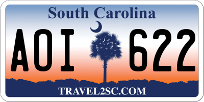 SC license plate AOI622