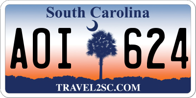 SC license plate AOI624