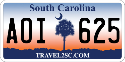SC license plate AOI625