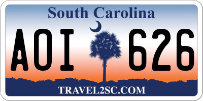 SC license plate AOI626