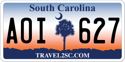 SC license plate AOI627