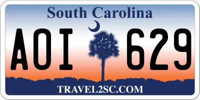 SC license plate AOI629