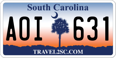SC license plate AOI631