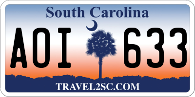 SC license plate AOI633