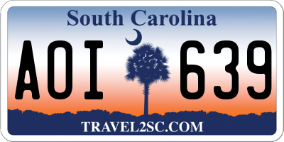 SC license plate AOI639