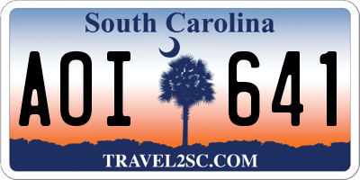 SC license plate AOI641