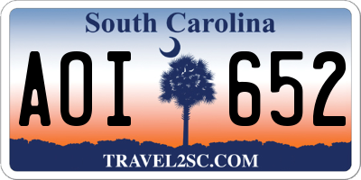 SC license plate AOI652