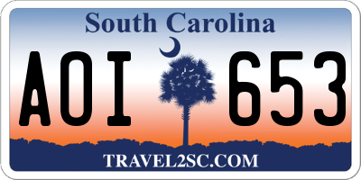 SC license plate AOI653