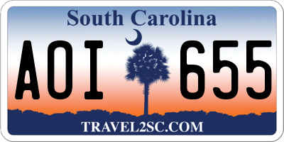 SC license plate AOI655