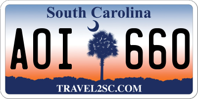SC license plate AOI660
