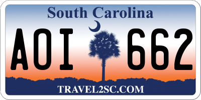 SC license plate AOI662