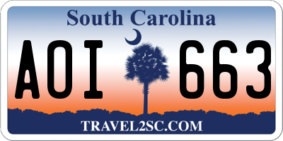 SC license plate AOI663