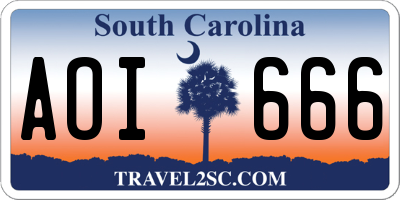 SC license plate AOI666