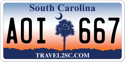 SC license plate AOI667