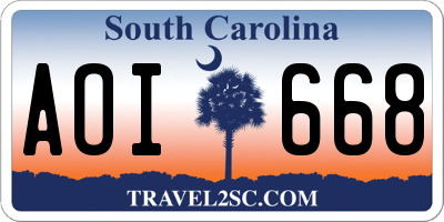 SC license plate AOI668