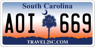 SC license plate AOI669