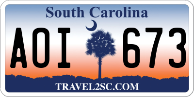 SC license plate AOI673