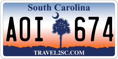 SC license plate AOI674