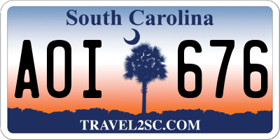 SC license plate AOI676