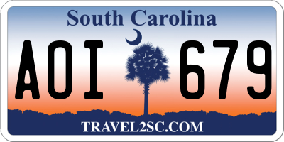 SC license plate AOI679