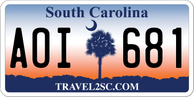 SC license plate AOI681