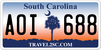 SC license plate AOI688