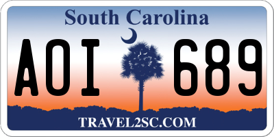 SC license plate AOI689